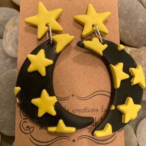 Moon dangle earrings with stars